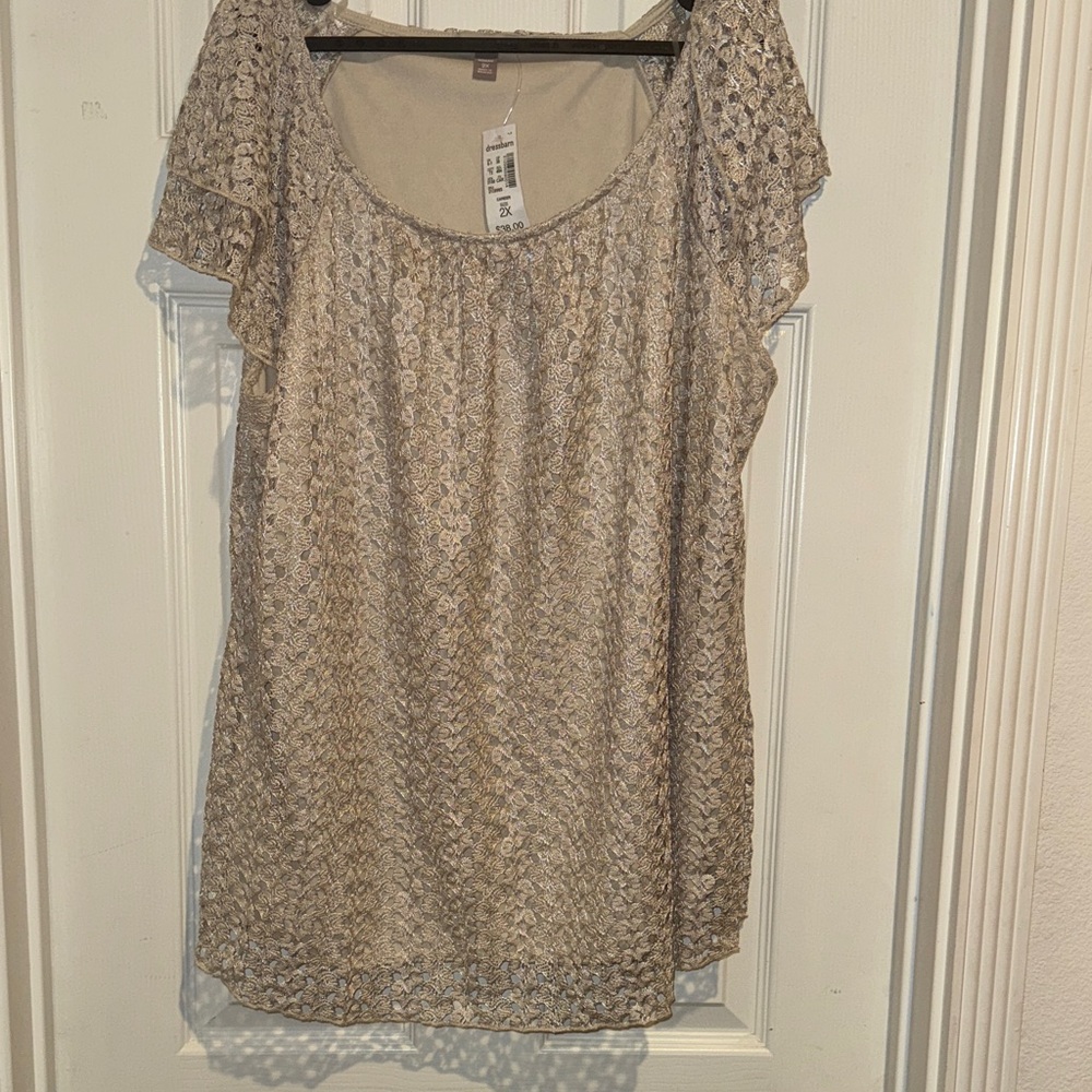 Roz & Ali Lace Blouse in Cream